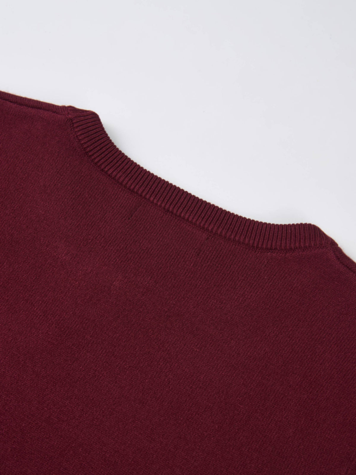 Basic Knit Crew Sweater - Burgundy