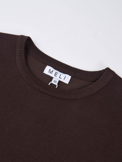 Basic Knit Crew Sweater - Chocolate Brown