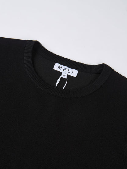 Basic Knit Crew Sweater - Black