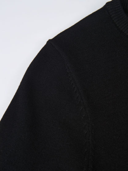 Basic Knit Crew Sweater - Black