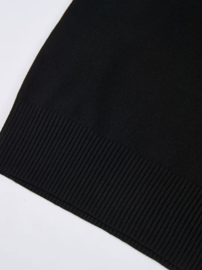 Basic Knit Crew Sweater - Black