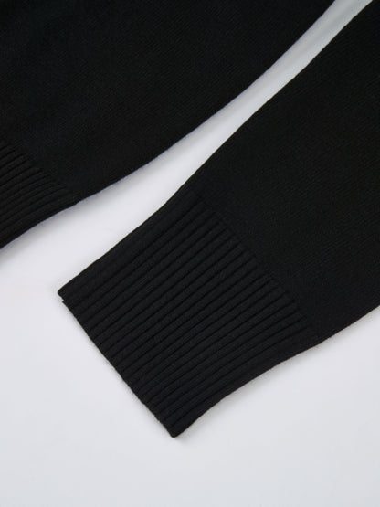 Basic Knit Crew Sweater - Black
