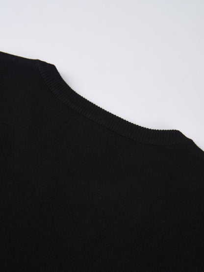 Basic Knit Crew Sweater - Black