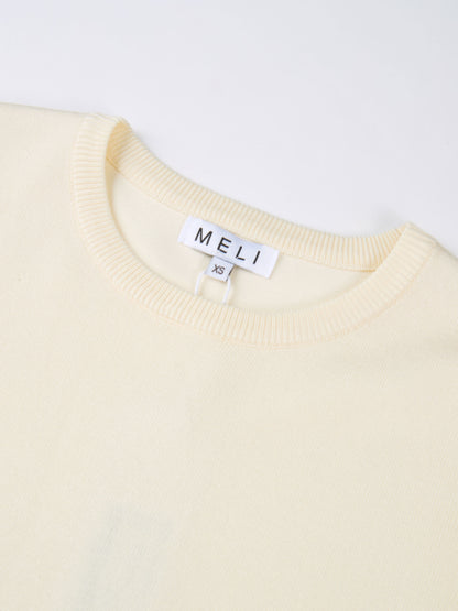 Basic Knit Crew Sweater - Cream