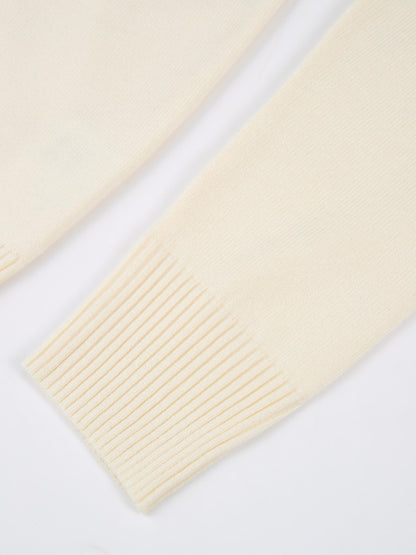 Basic Knit Crew Sweater - Cream