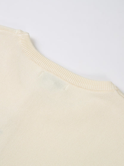 Basic Knit Crew Sweater - Cream