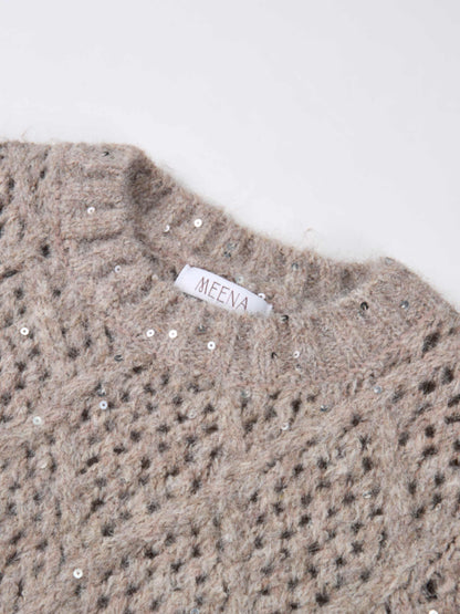 Crochet Sparkle Sweater - Neutral Tones