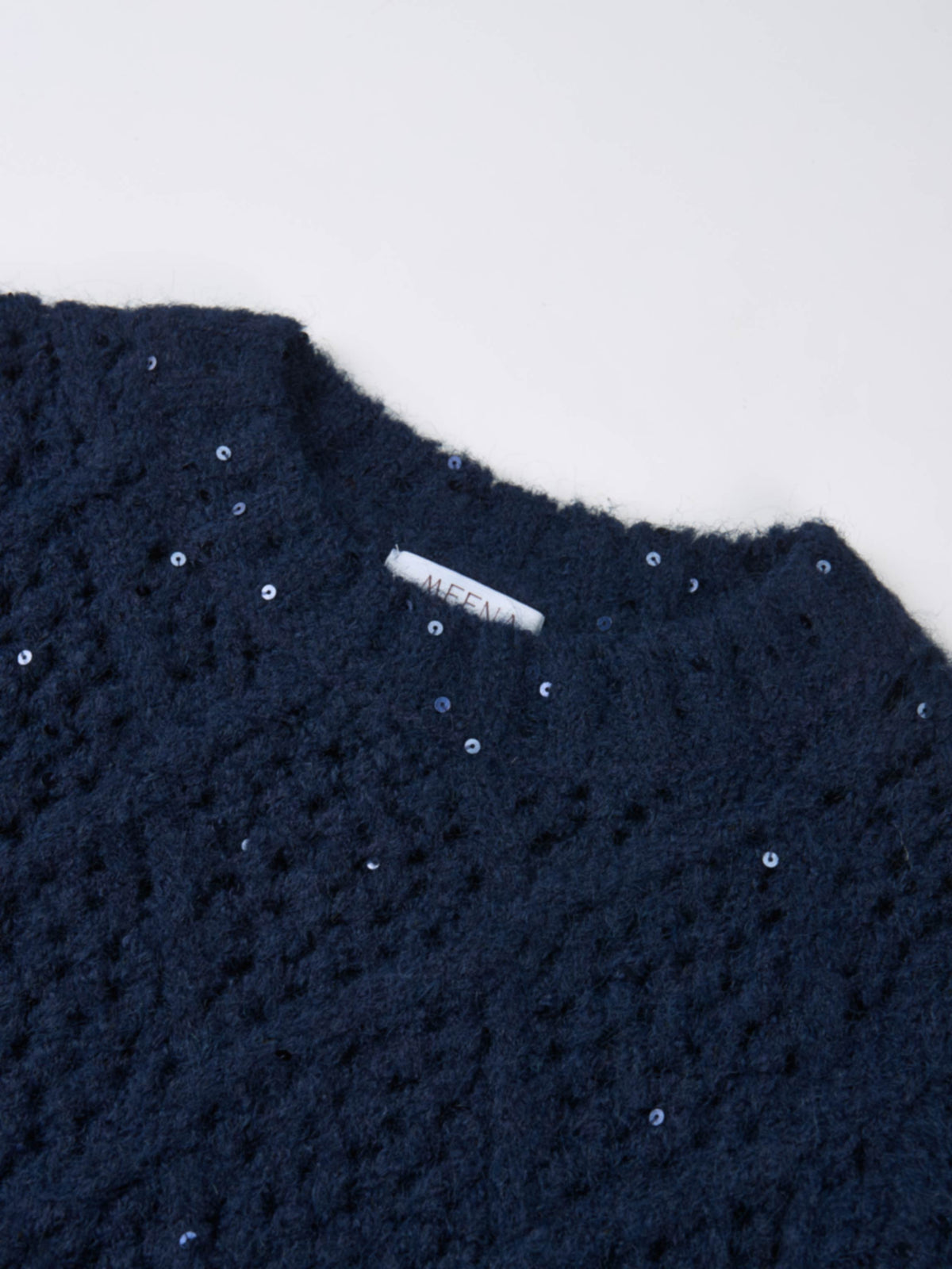 Crochet Sparkle Sweater - Navy