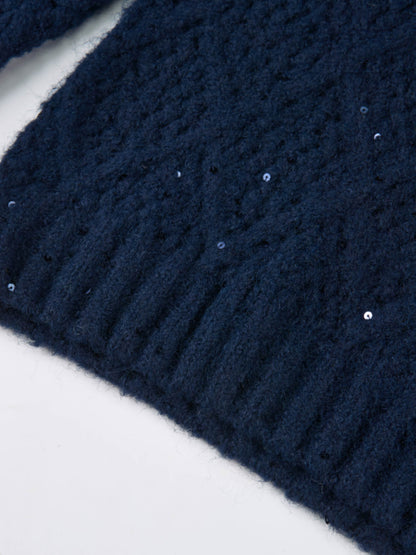 Crochet Sparkle Sweater - Navy