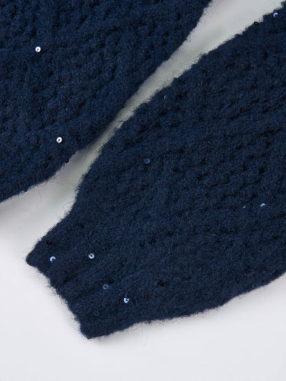 Crochet Sparkle Sweater - Navy