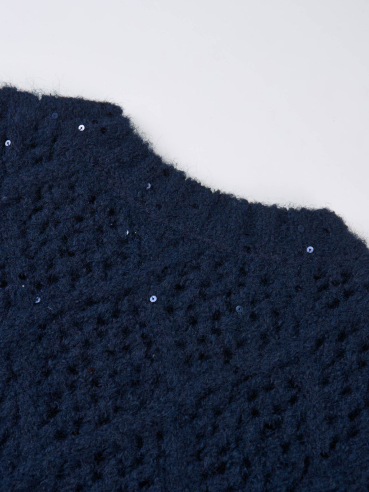 Crochet Sparkle Sweater - Navy