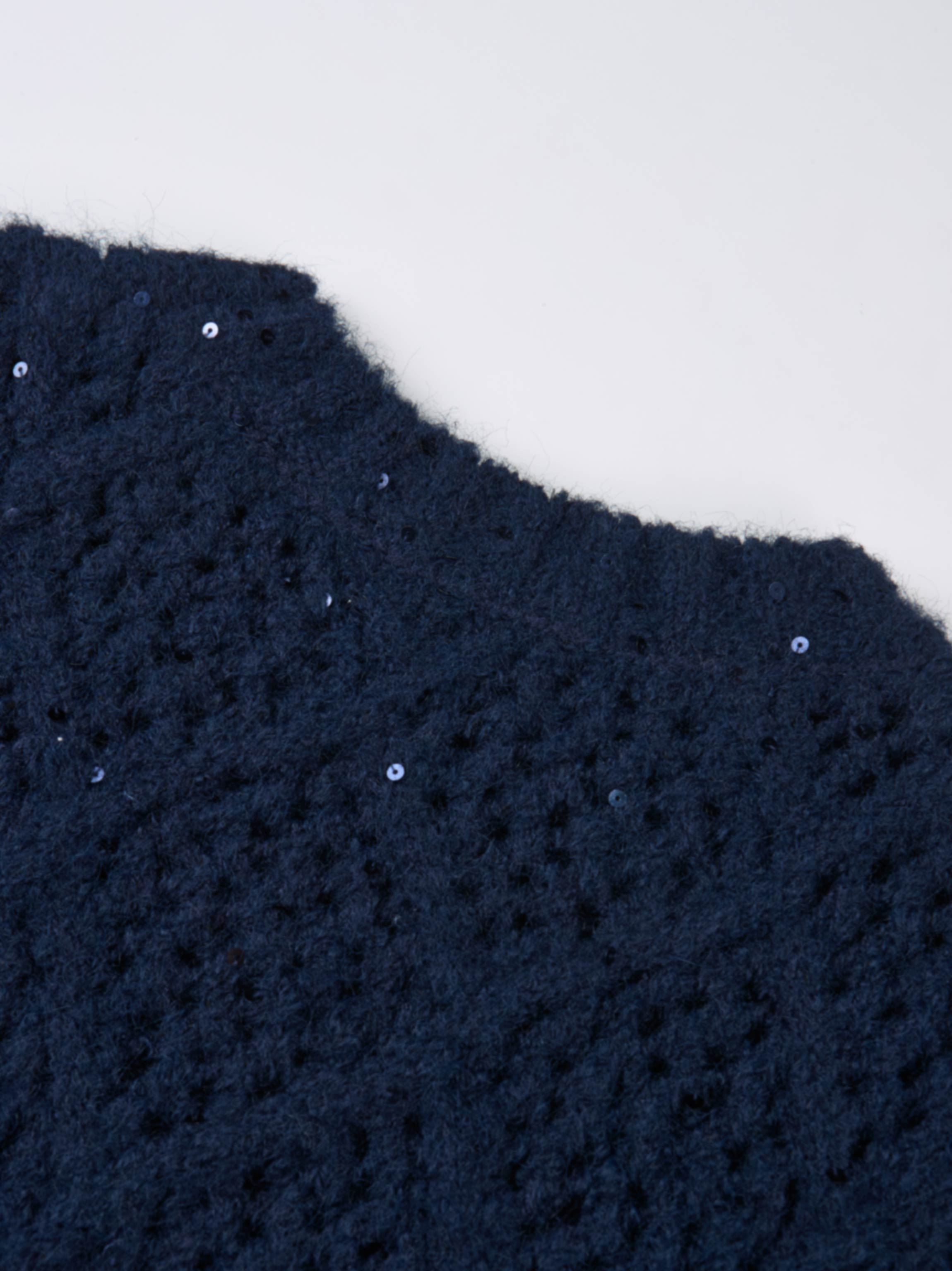 Crochet Sparkle Sweater - Navy