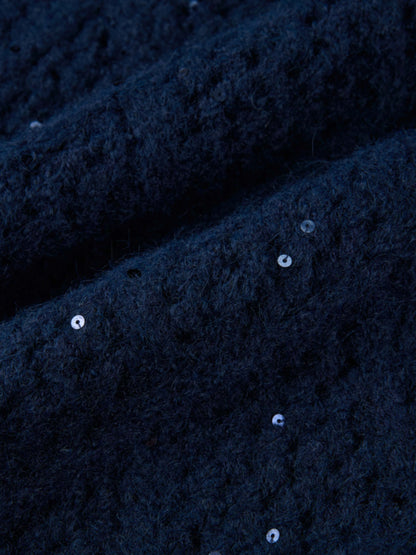 Crochet Sparkle Sweater - Navy