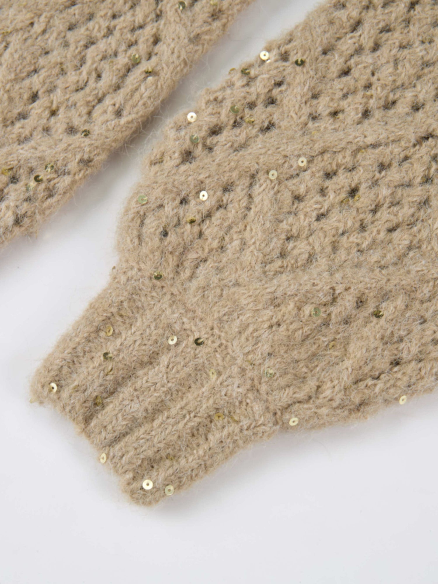 Crochet Sparkle Sweater - Green/Tan
