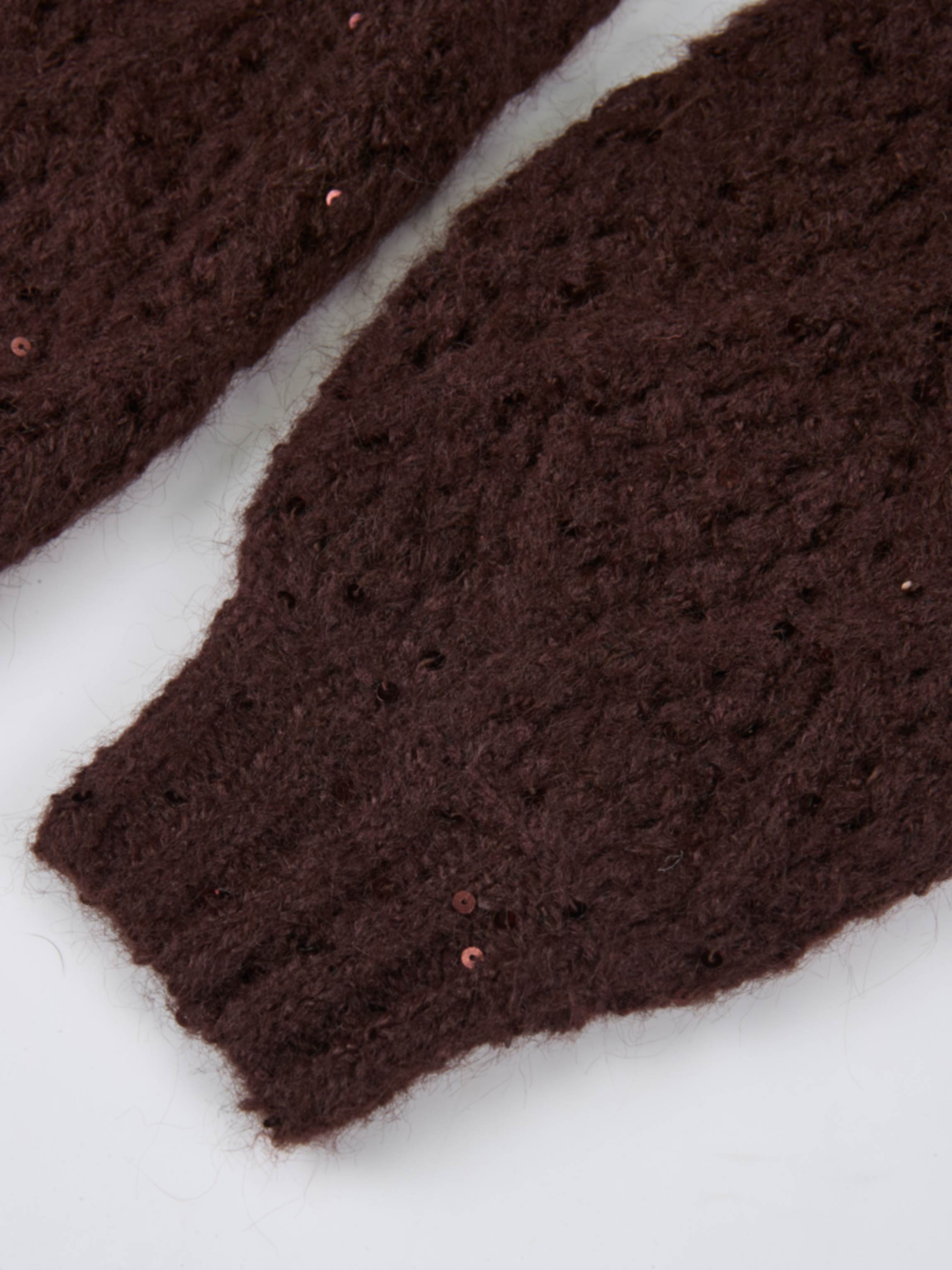 Crochet Sparkle Sweater - Brown