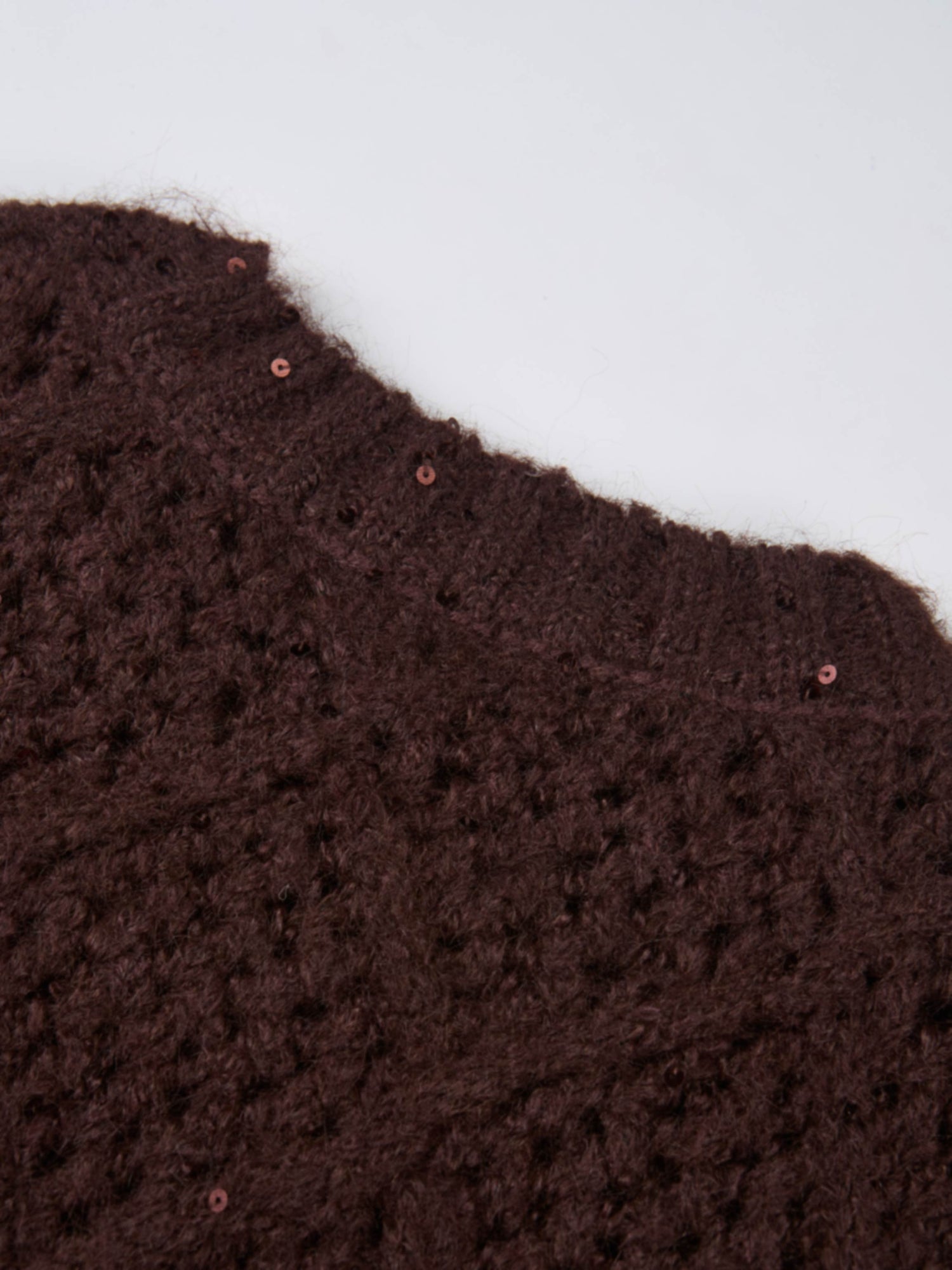Crochet Sparkle Sweater - Brown