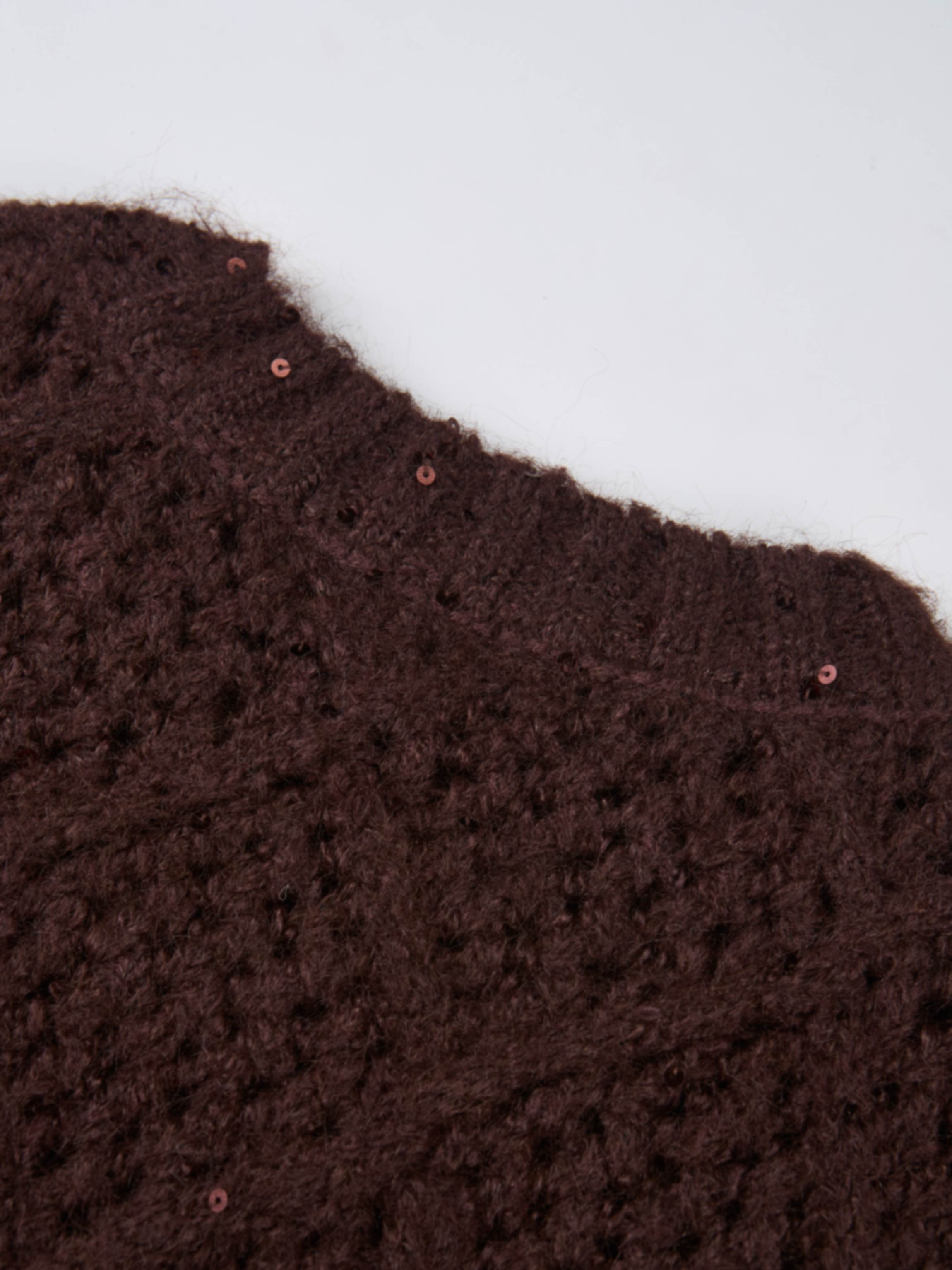 Crochet Sparkle Sweater - Brown