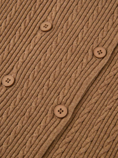 Double Breasted Cardigan - Camel