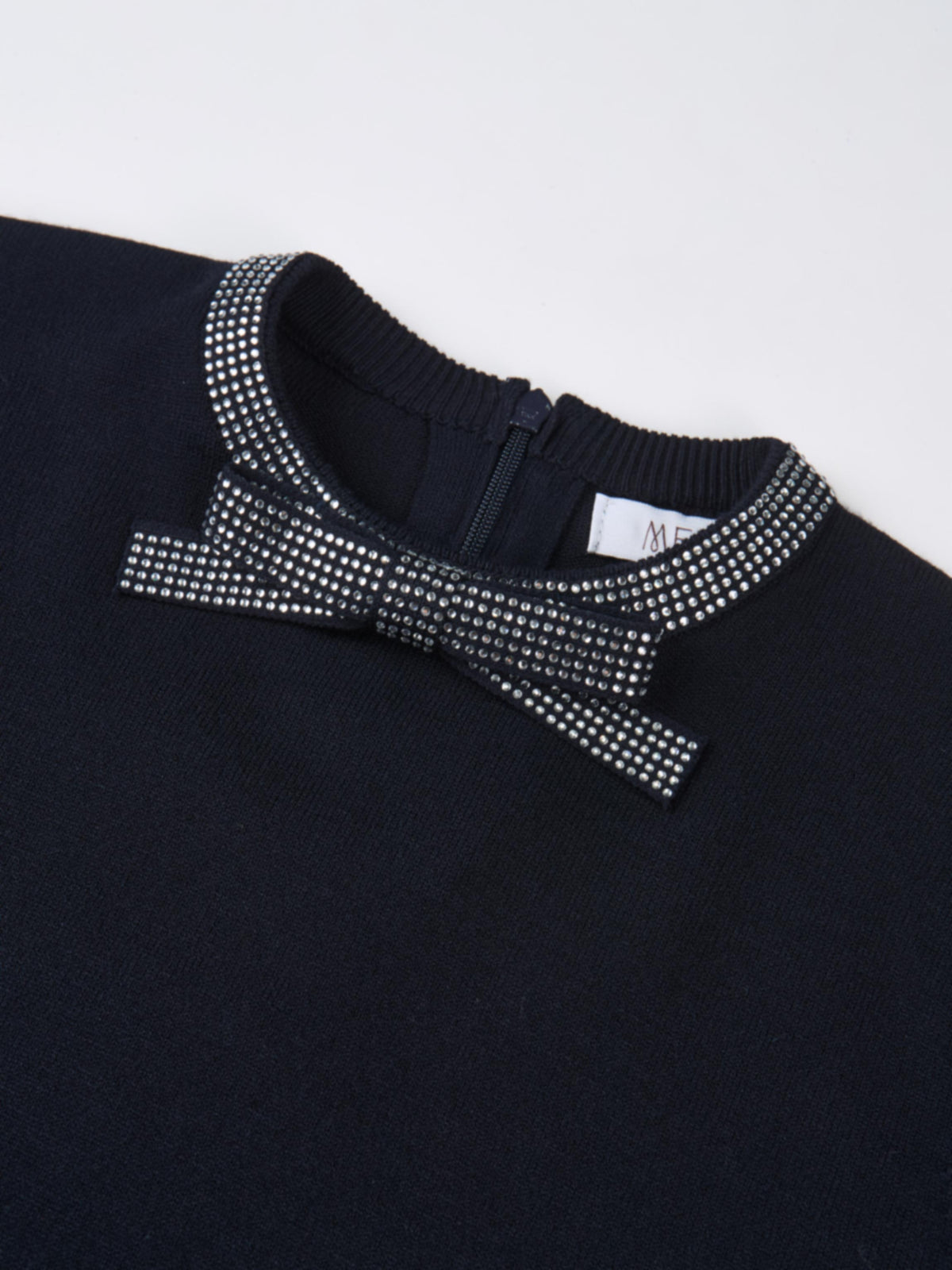 Rhinestone Neck Sweater - Navy