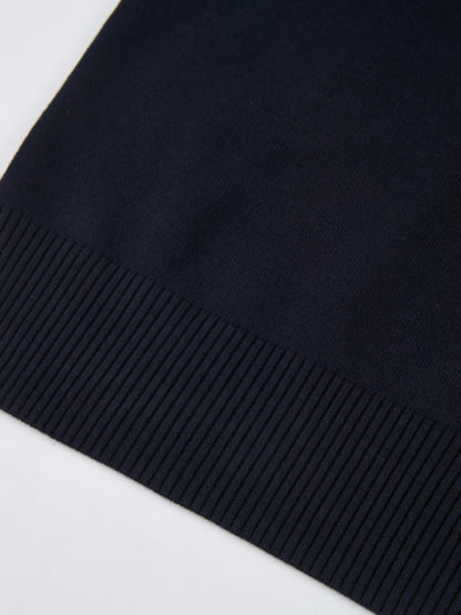 Rhinestone Neck Sweater - Navy