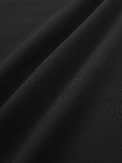 Side Loop Straight Maxi Skirt-Black