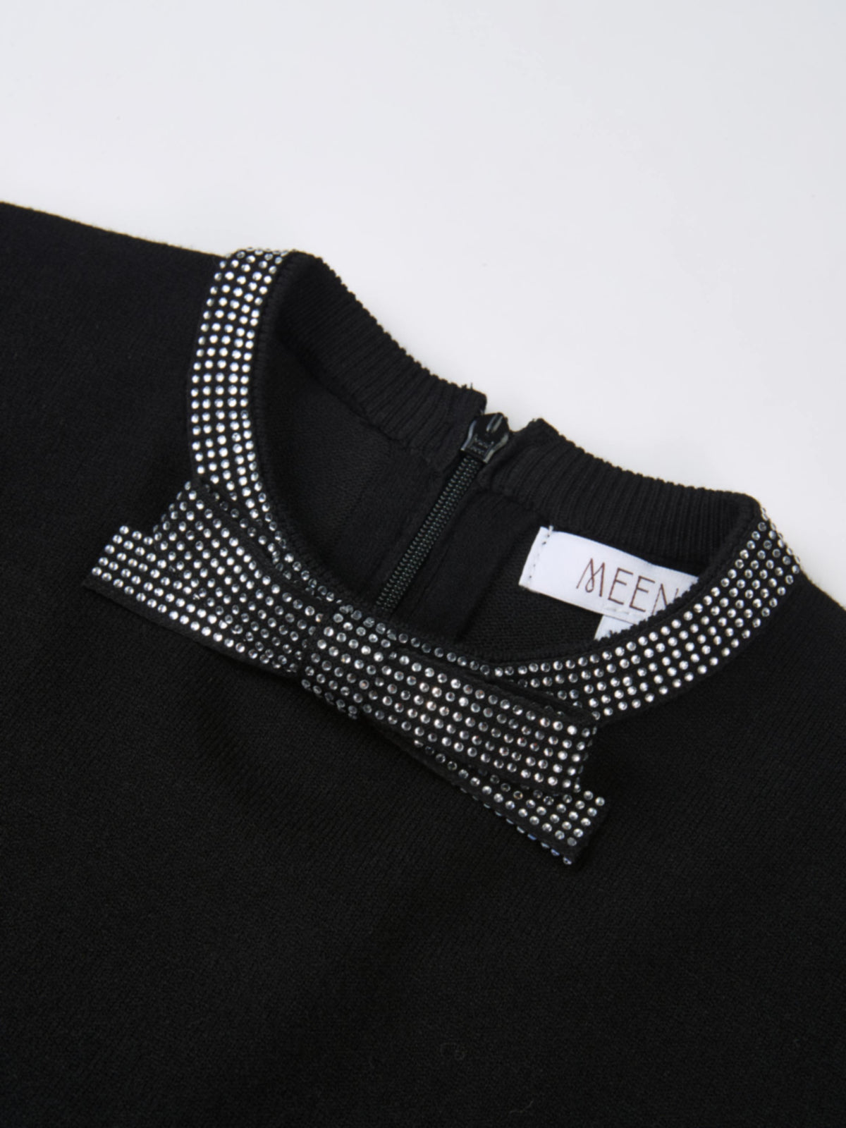 Rhinestone Neck Sweater - Black