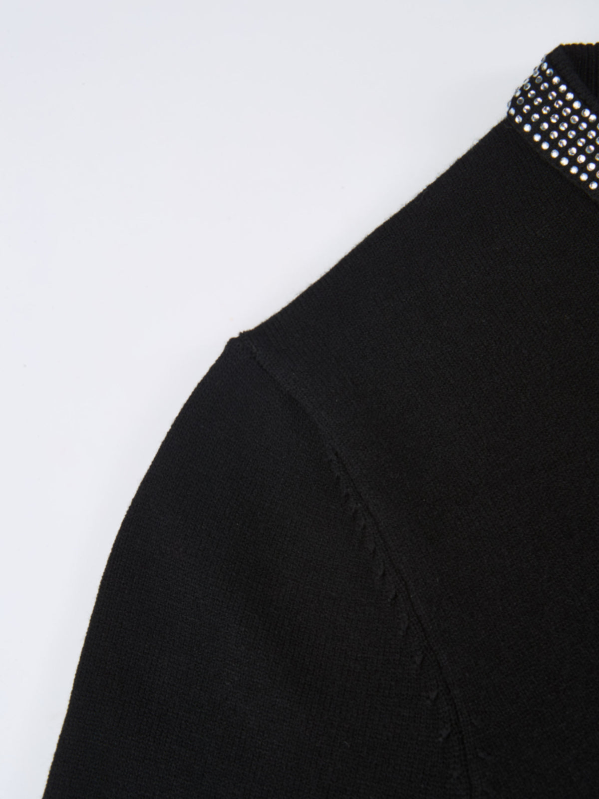 Rhinestone Neck Sweater - Black