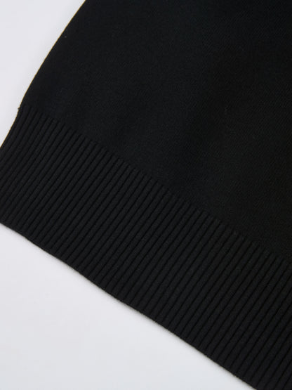 Rhinestone Neck Sweater - Black