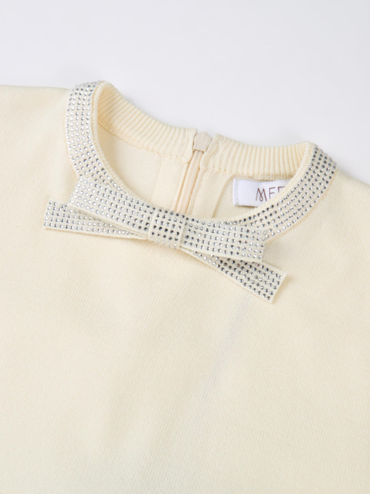 Rhinestone Neck Sweater - Cream