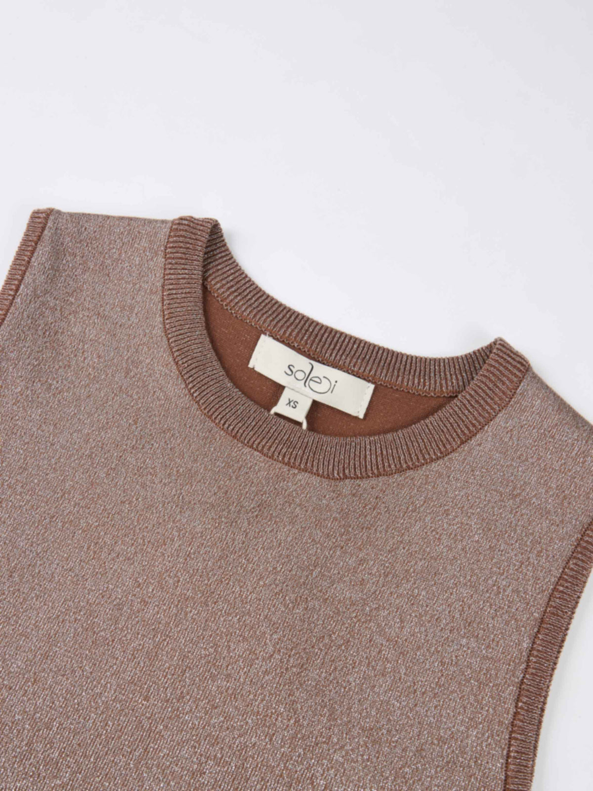 Lurex Sleeveless Top - Brown