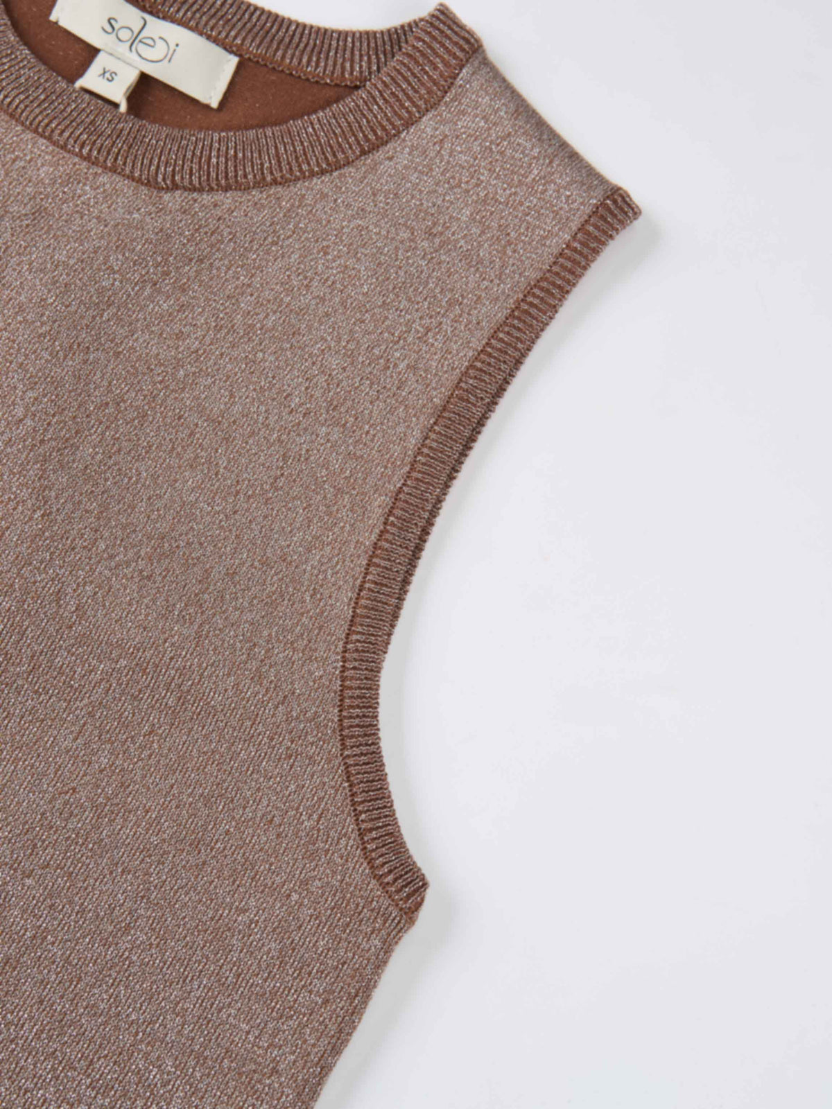 Lurex Sleeveless Top - Brown