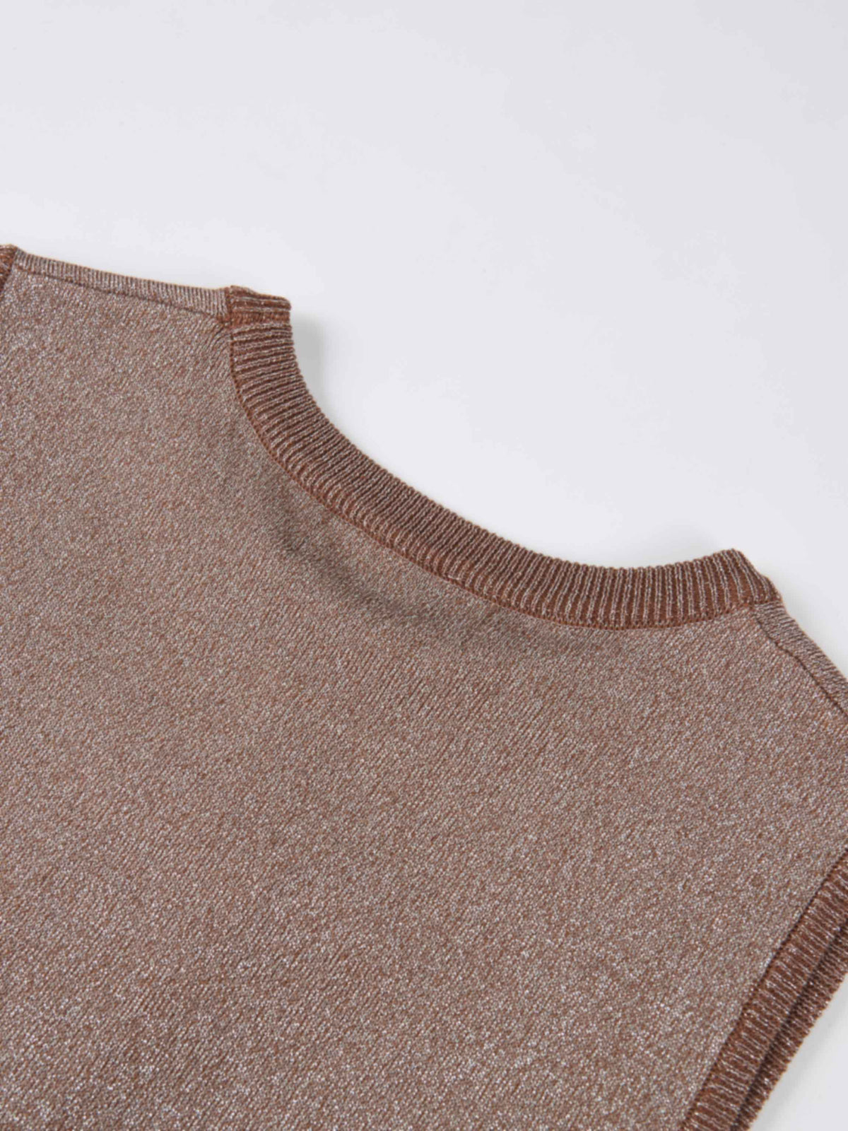 Lurex Sleeveless Top - Brown