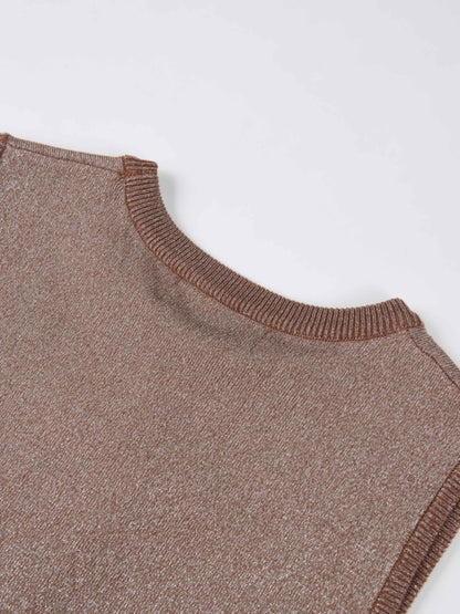 Lurex Sleeveless Top - Brown