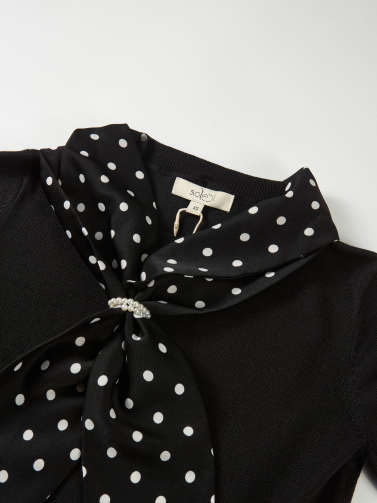 Polka Dot Scarf Sweater - Black