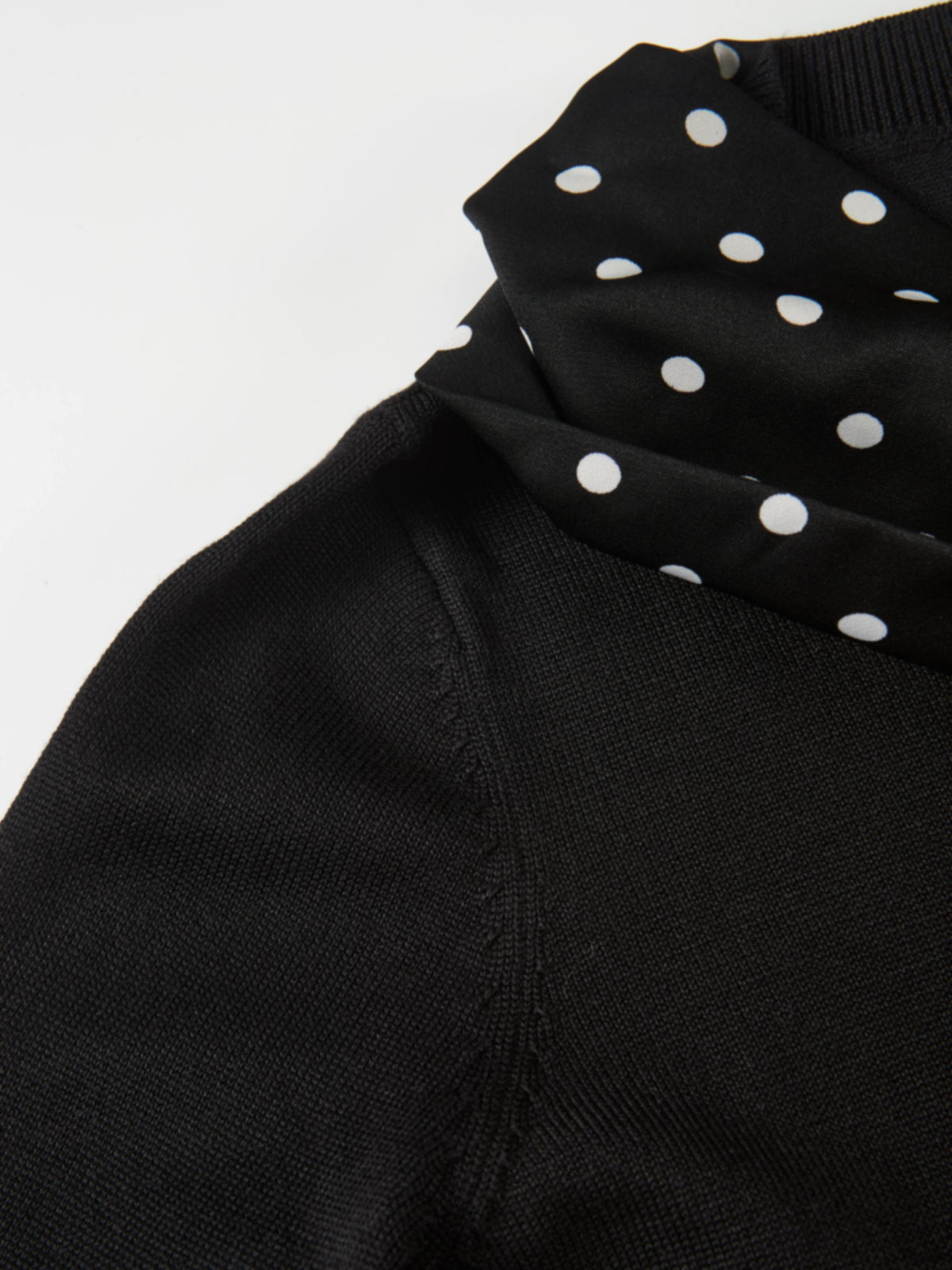 Polka Dot Scarf Sweater - Black