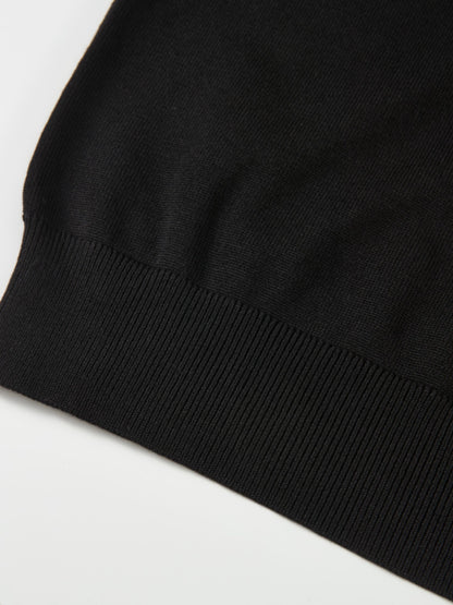Polka Dot Scarf Sweater - Black