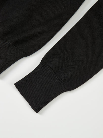 Polka Dot Scarf Sweater - Black