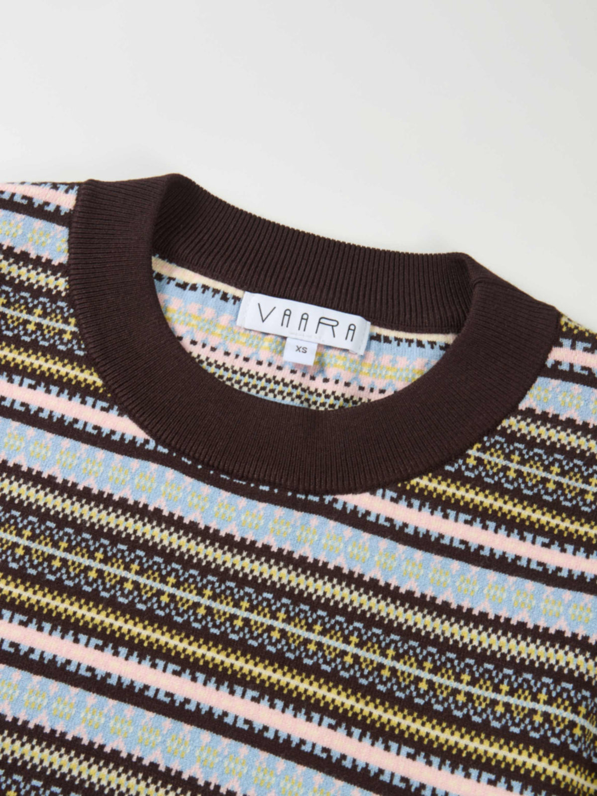 Striped Shirt Sleeve Sweater - Brown Stripe