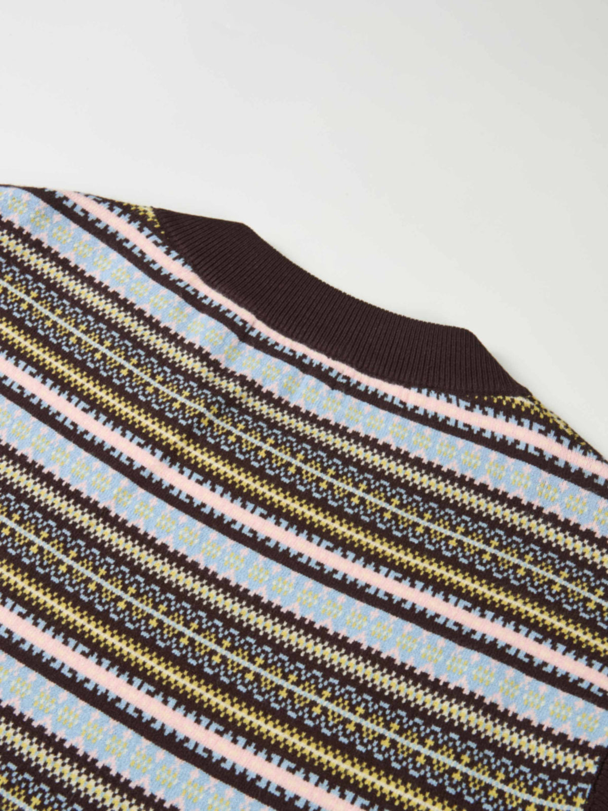 Striped Shirt Sleeve Sweater - Brown Stripe
