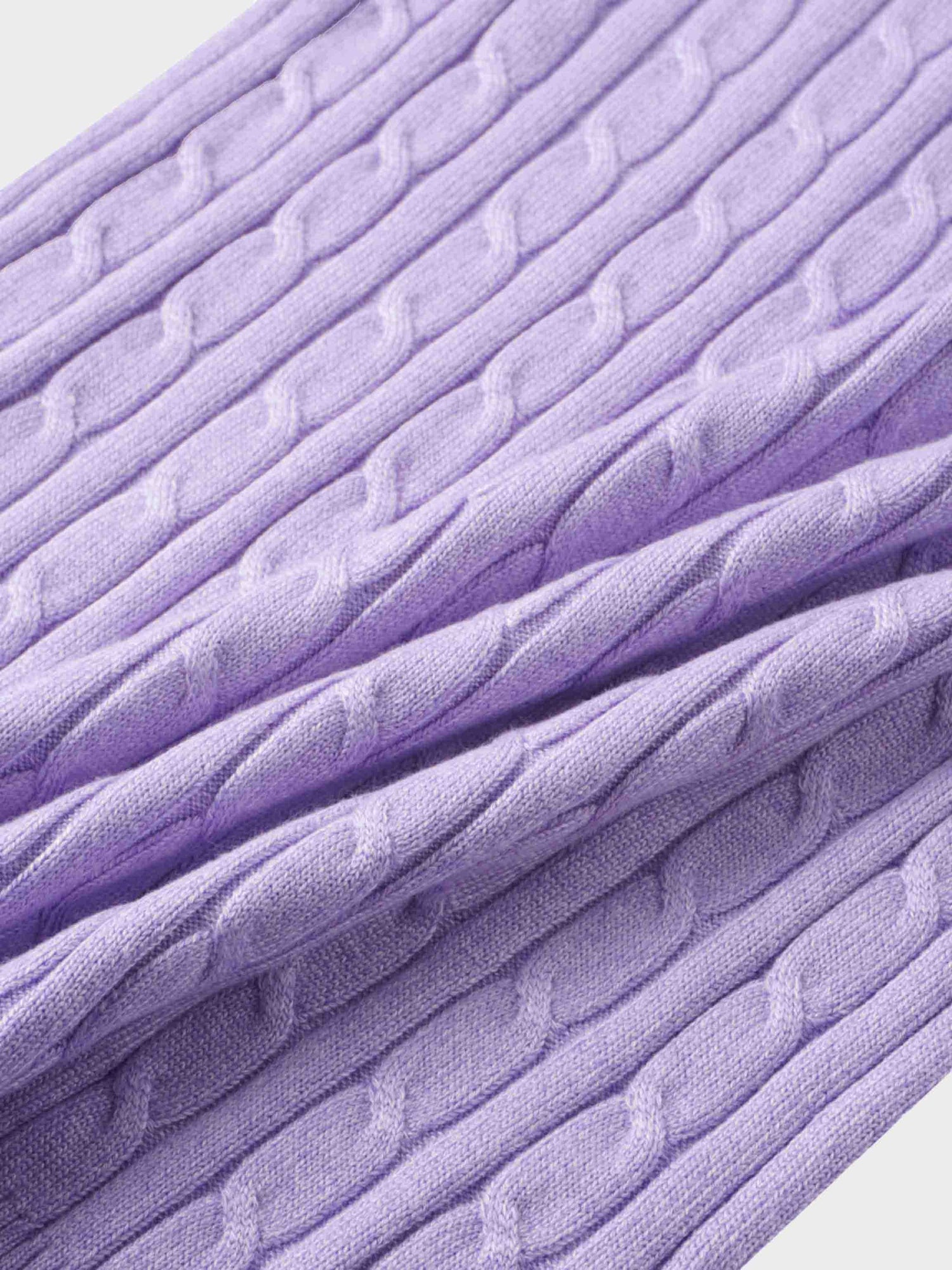 Knit Cable Sweater-Heathered Lavender