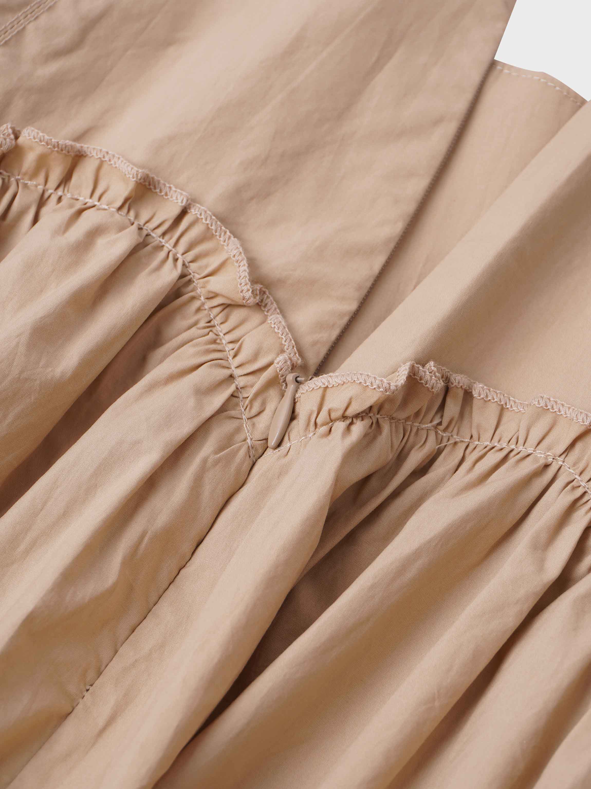 Yoke Ruffle Skirt-Tan