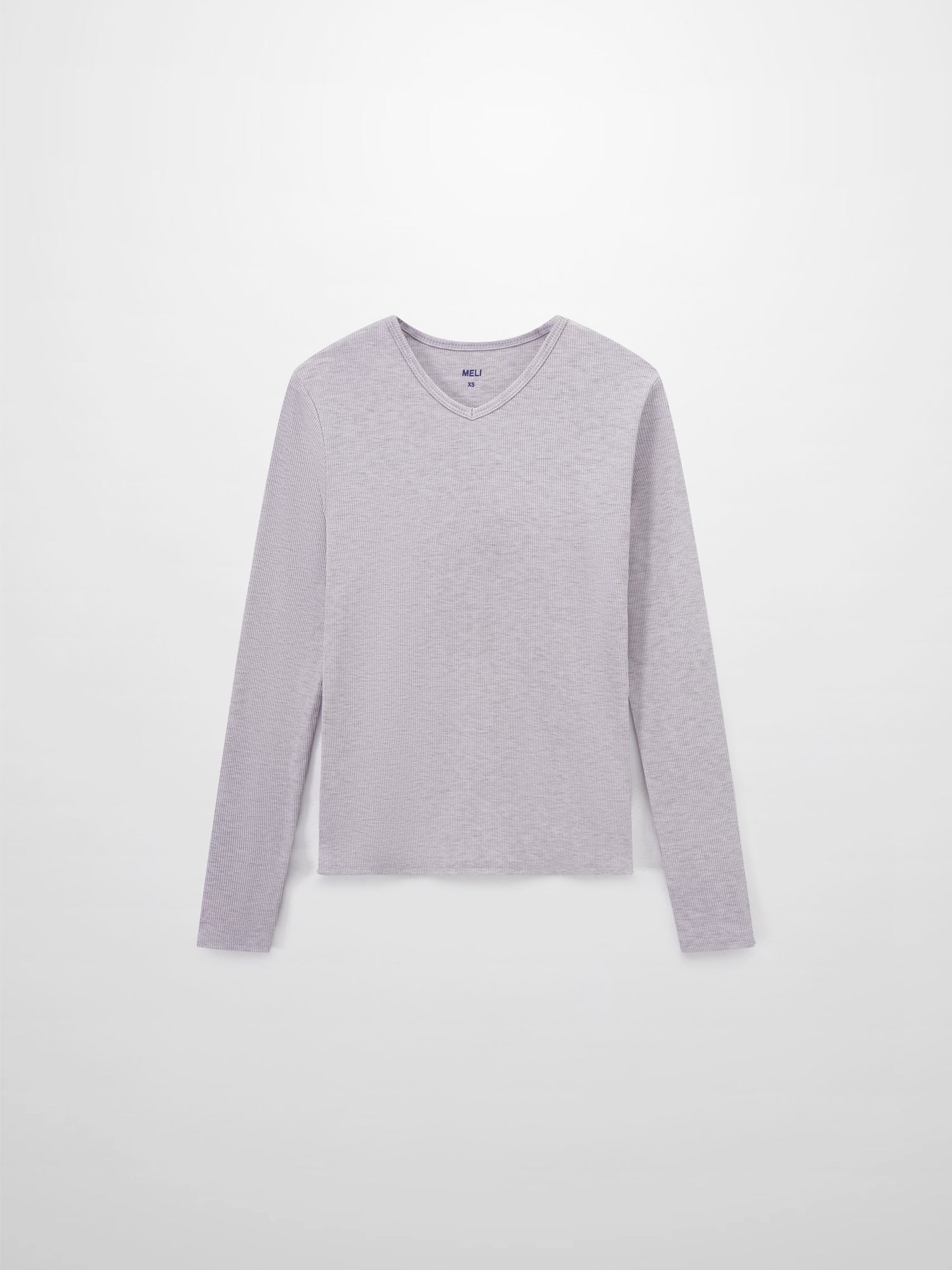 Soft Ribbed High V Tee-Heathered Lavender