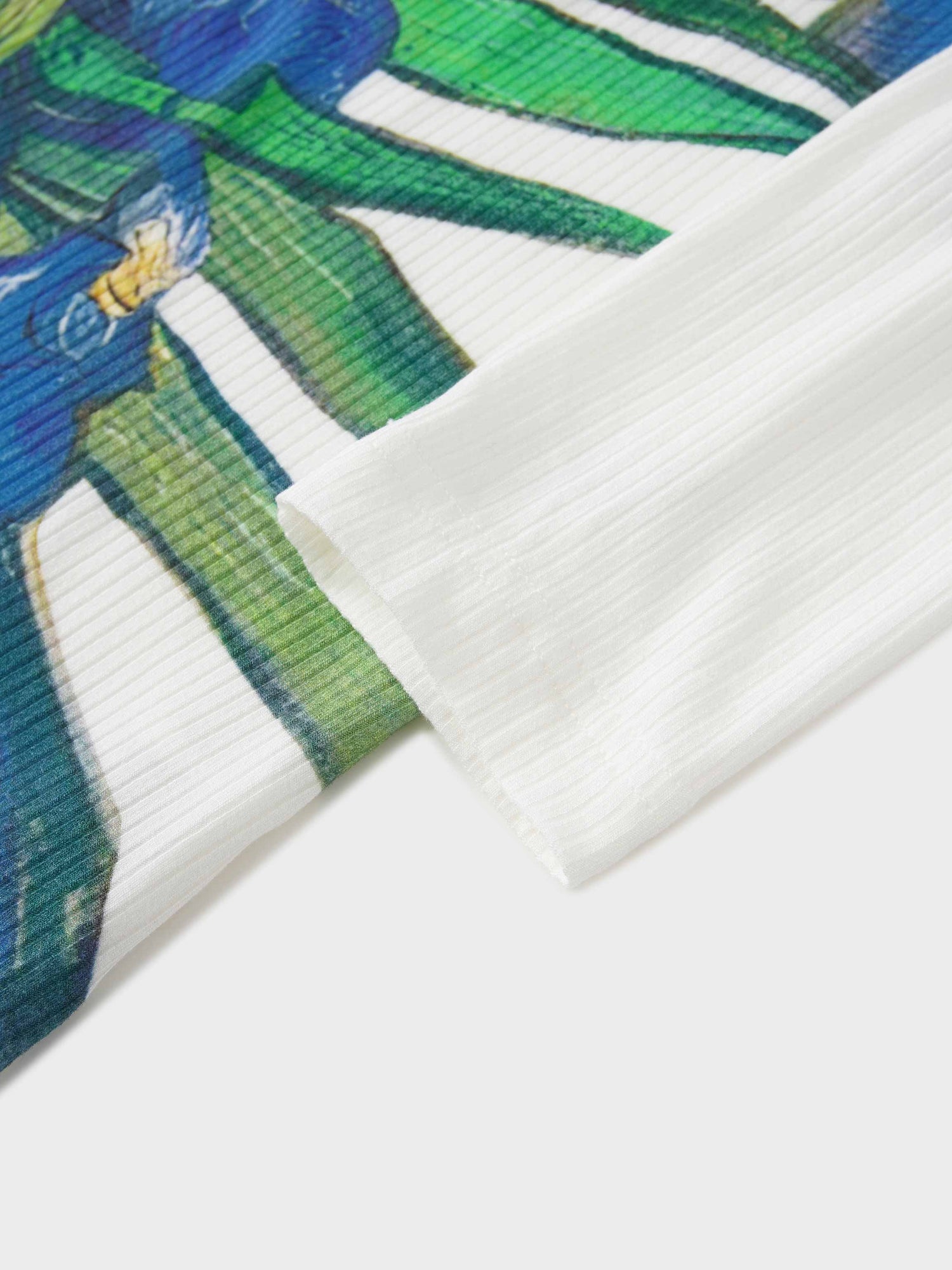 Printed Ribbed T-Shirts-Blue Floral