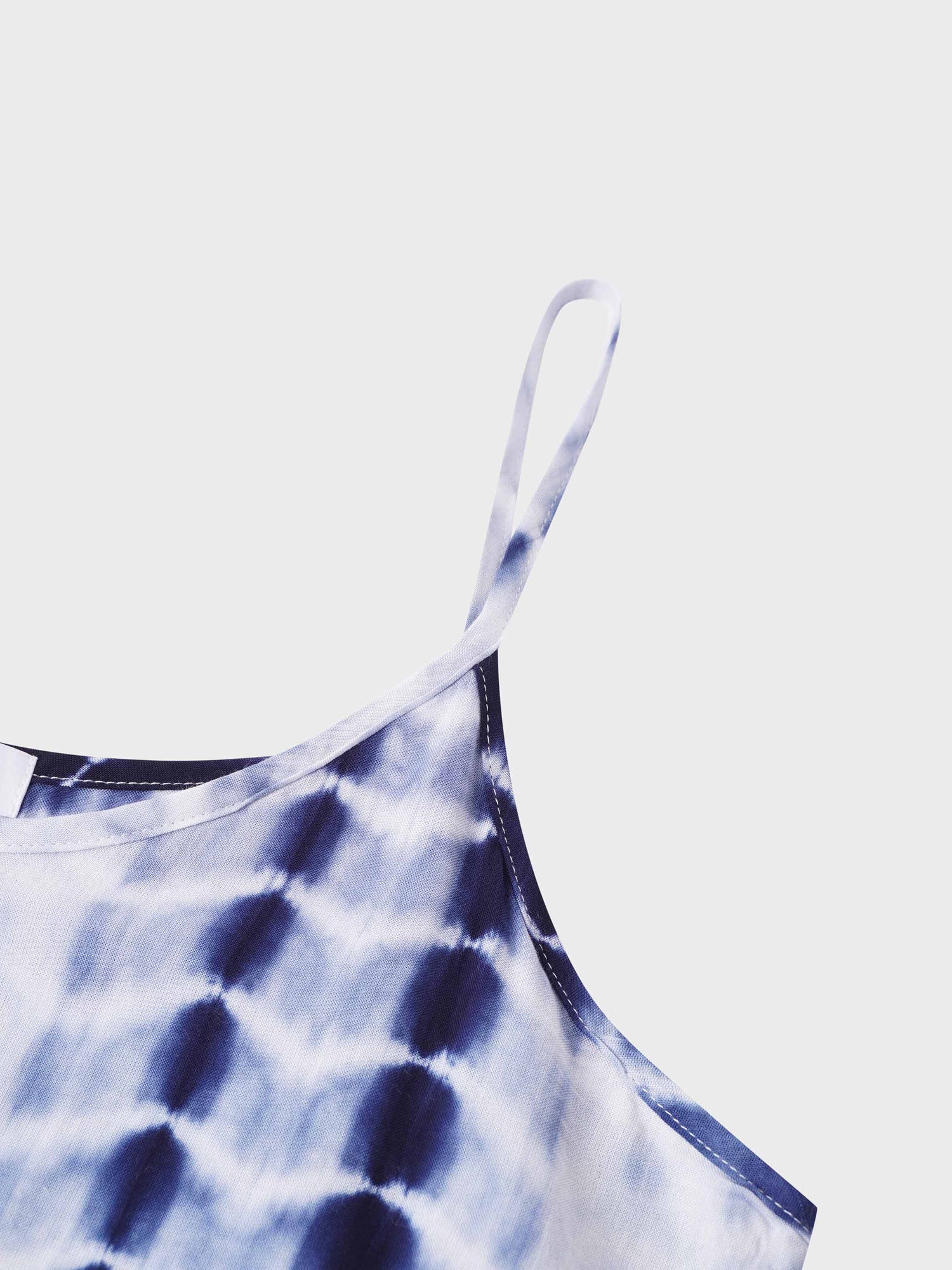 A-Line V Neck Slip Dress-Blue Tie Dye