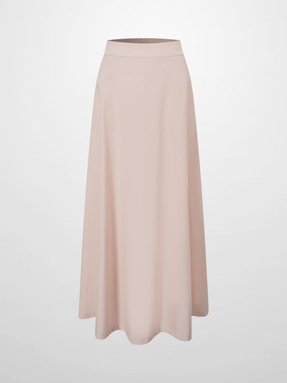Elastic Back Maxi Cotton Blend Skirt-Bone