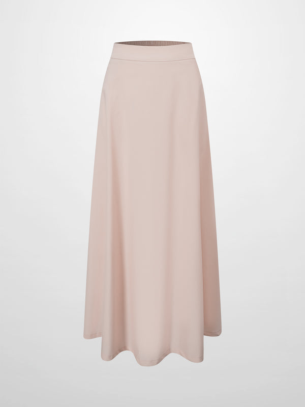 Elastic Back Maxi Cotton Blend Skirt-Bone
