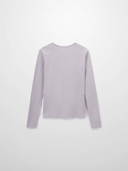 Soft Ribbed High V Tee-Heathered Lavender