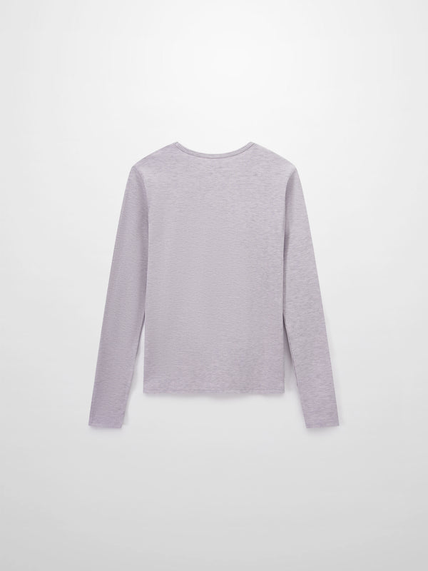 Soft Ribbed High V Tee-Heathered Lavender