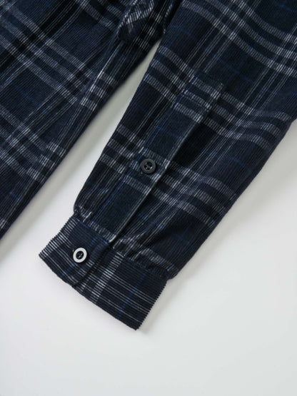 Corduroy Plaid Dress - Navy Plaid