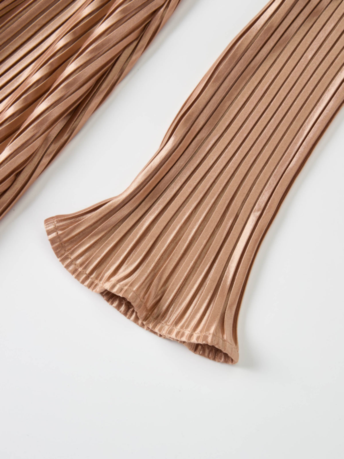 Accordian Pleat Maxi Shift Dress - Champagne